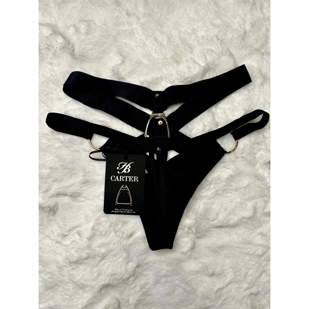 RARE🔥 Honey Birdette CARTER🖤 Black and Gold Thong Small - Picture 1 of 2